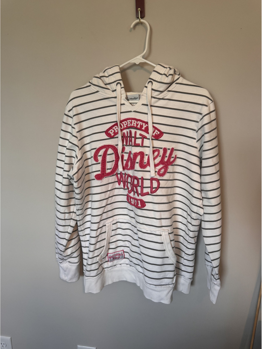 Disney Parks Authentic Striped Hoodie Property of Walt Disney World 1971 Sz XL